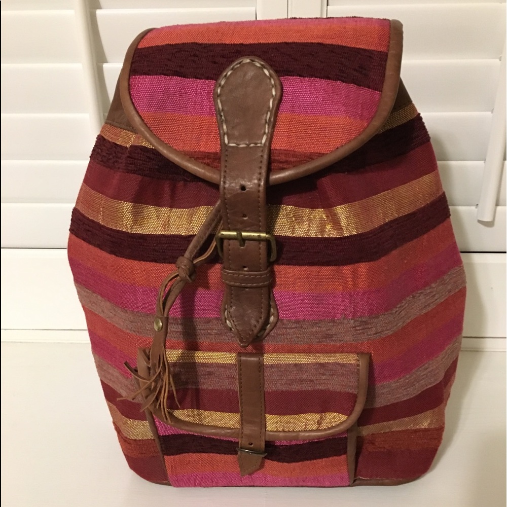 MOROCCAN HANDMADE LEATHER SHOULDER PURSE BACKPACK